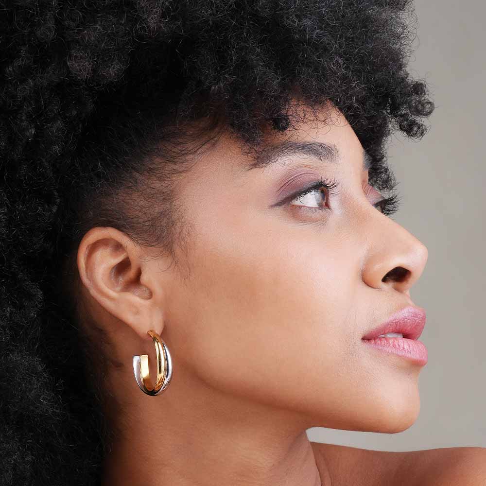 Double Layer C Hoop Earrings