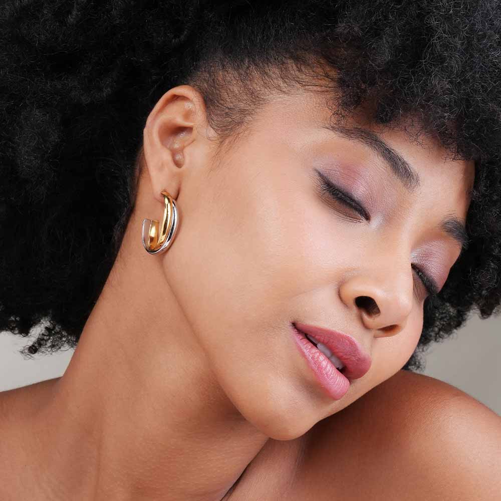 Double Layer C Hoop Earrings