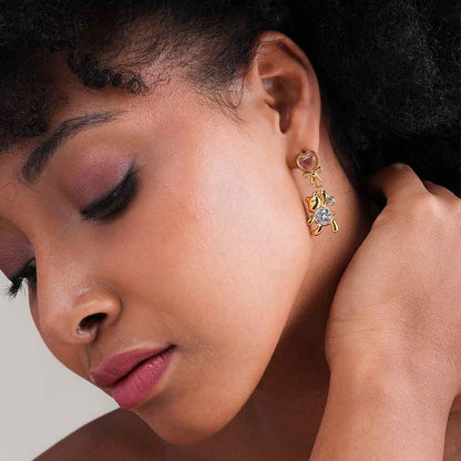 Golden Teady Bear Drop Earrings