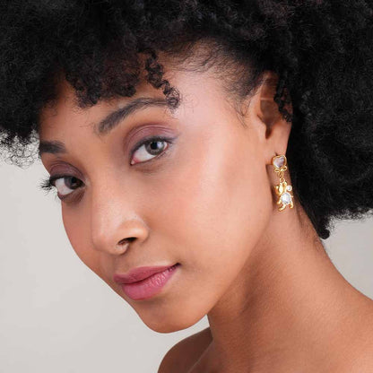 Golden Teady Bear Drop Earrings