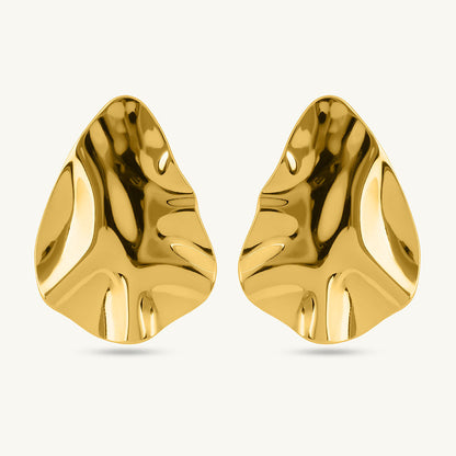 Golden Leaf Stud Earrings