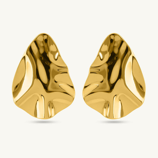 Golden Leaf Stud Earrings