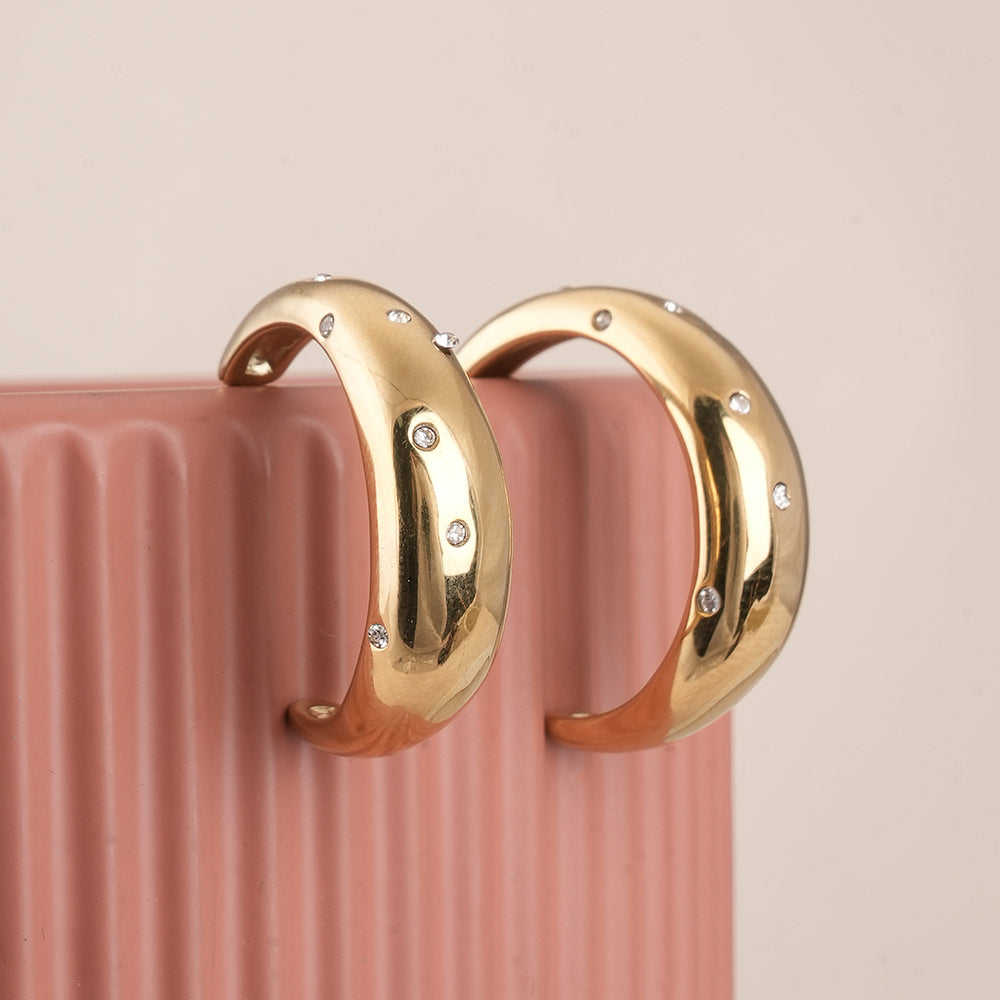 Cashew Diamond Studded Hoop Earrings