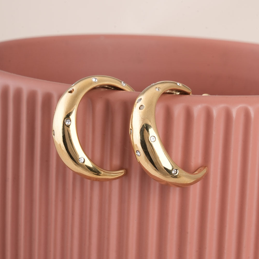 Cashew Diamond Studded Hoop Earrings