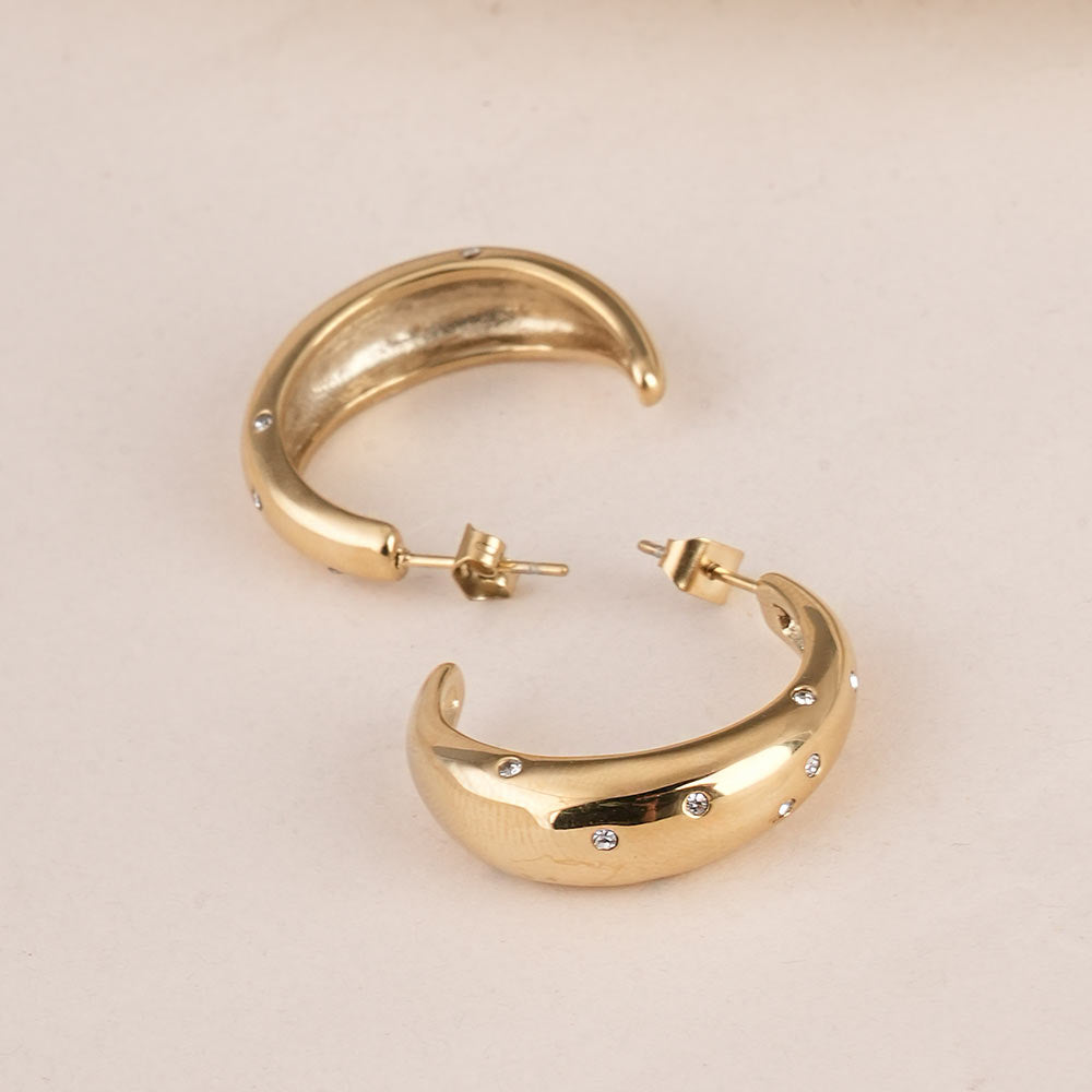 Cashew Diamond Studded Hoop Earrings