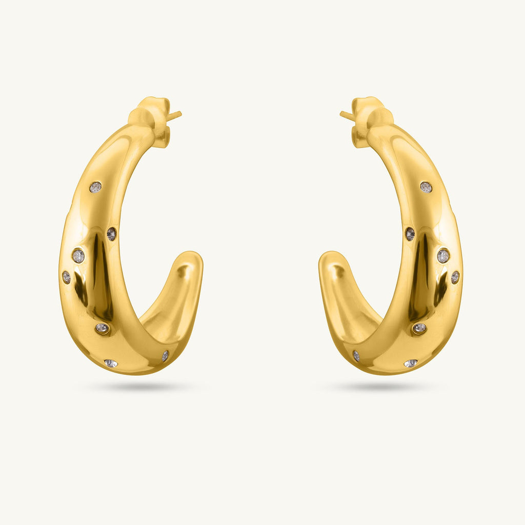 Cashew Diamond Studded Hoop Earrings