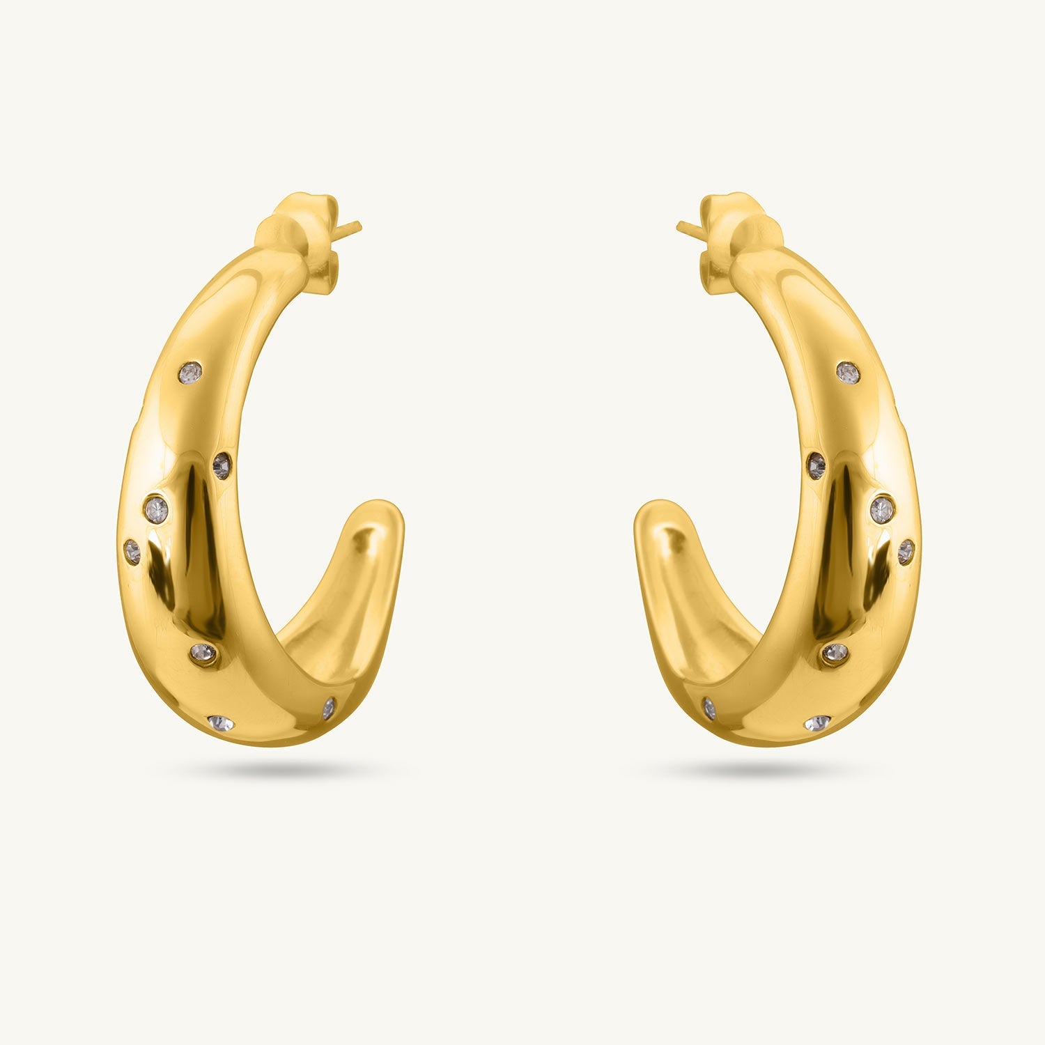 Cashew Diamond Studded Hoop Earrings