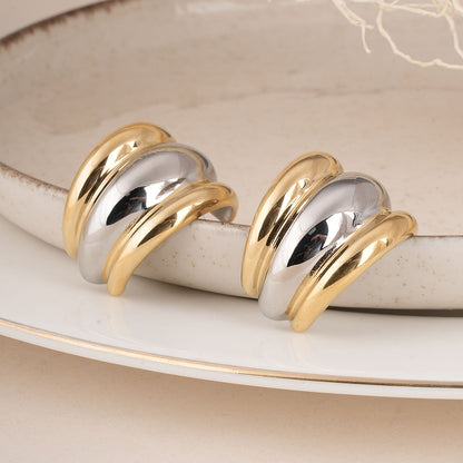 Multimetal Half Curl Stud Earring