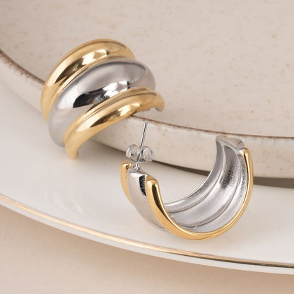 Multimetal Half Curl Stud Earring