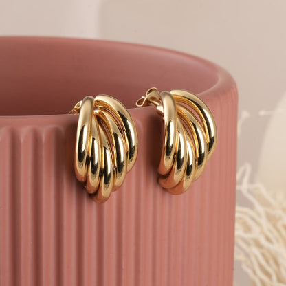Minimalist C Shape Stud Earrings