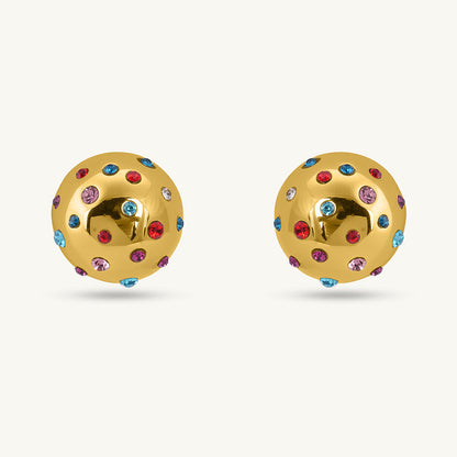 Multicolor Stone Ball Stud Earrings