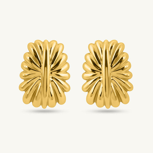Golden Floral Stud Earrings