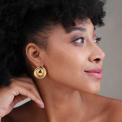 Golden Round Stud earrings
