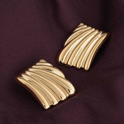 Ribbed Chunky Stud Earrings