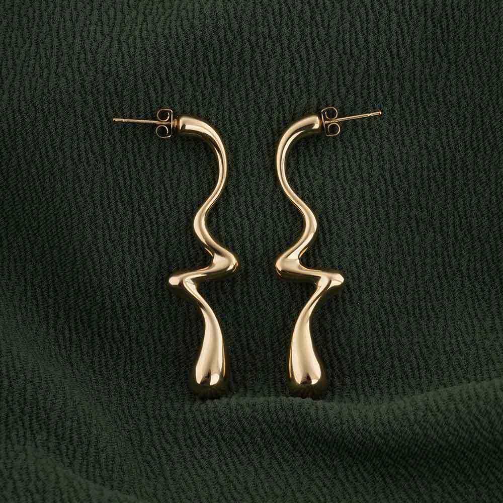 Curved Wave Drop Earrings