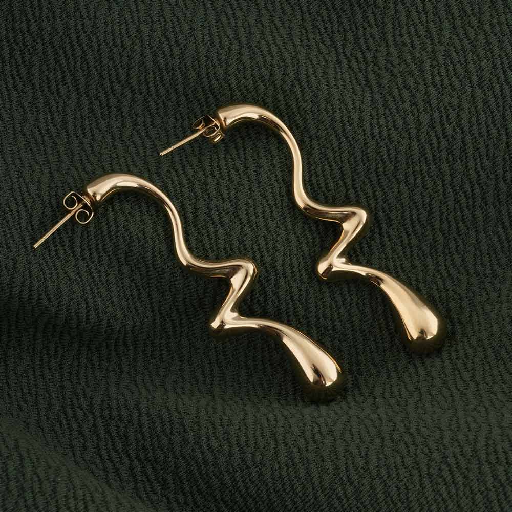 Curved Wave Drop Earrings