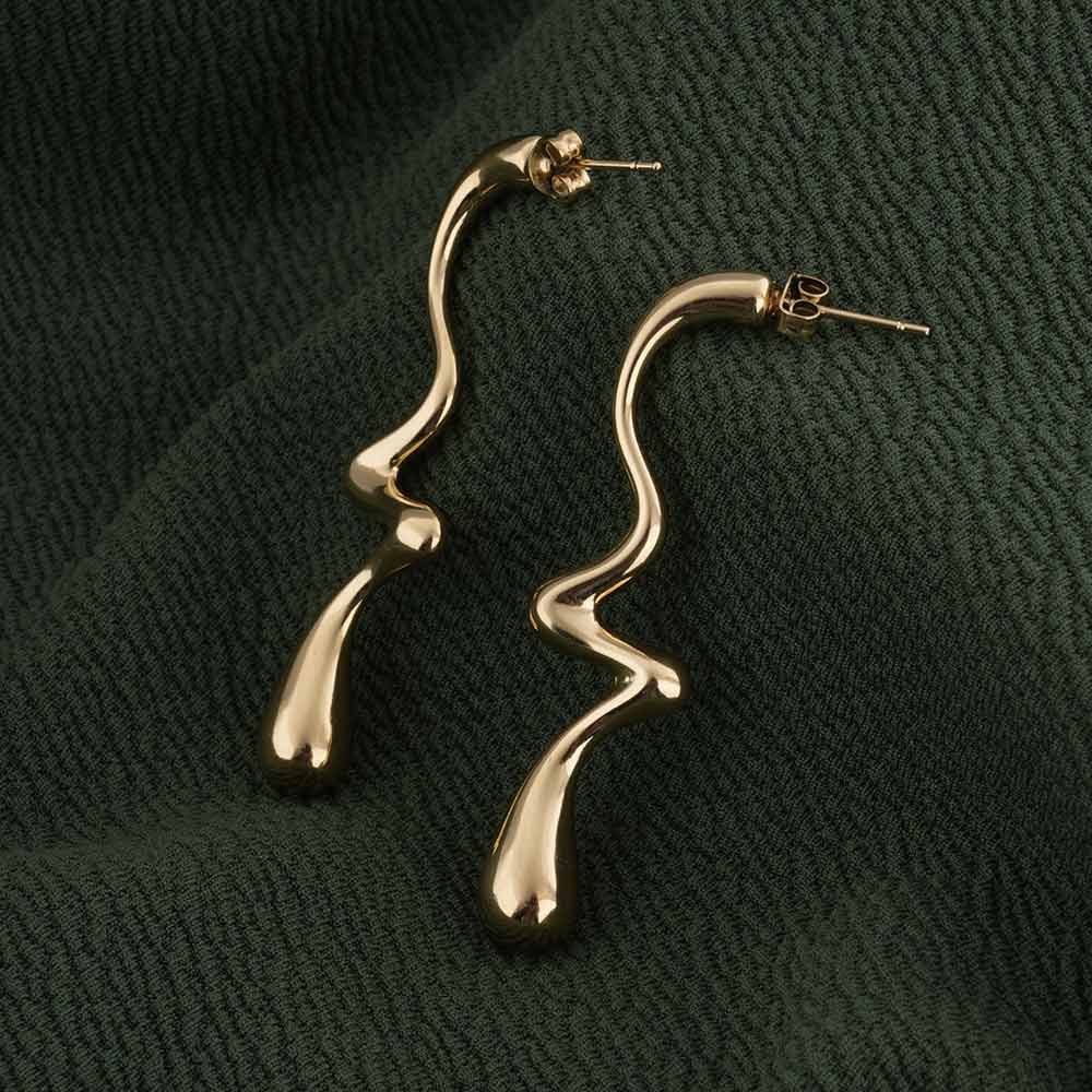 Curved Wave Drop Earrings