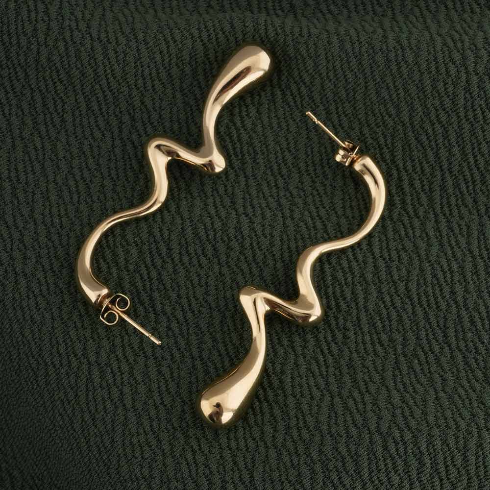 Curved Wave Drop Earrings
