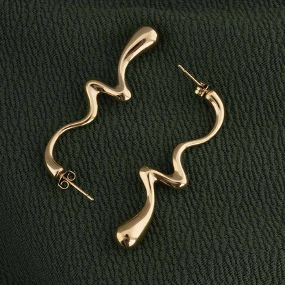 Curved Wave Drop Earrings