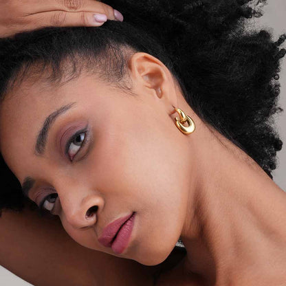 Gold Chic Oval Drop Earrings