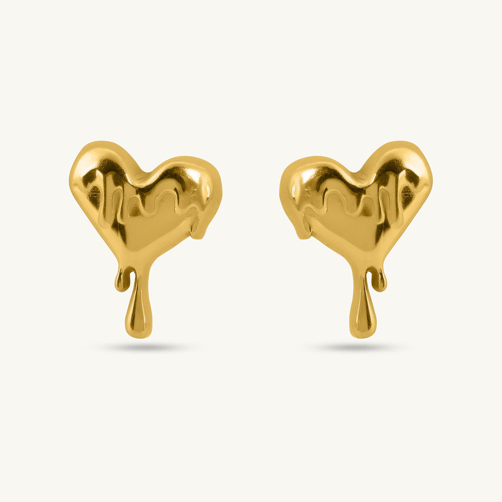 Dripping Heart Stud Earrings
