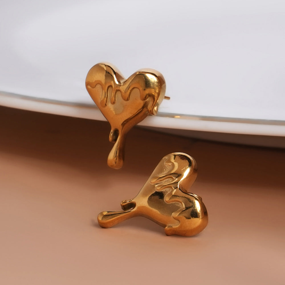 Dripping Heart Stud Earrings