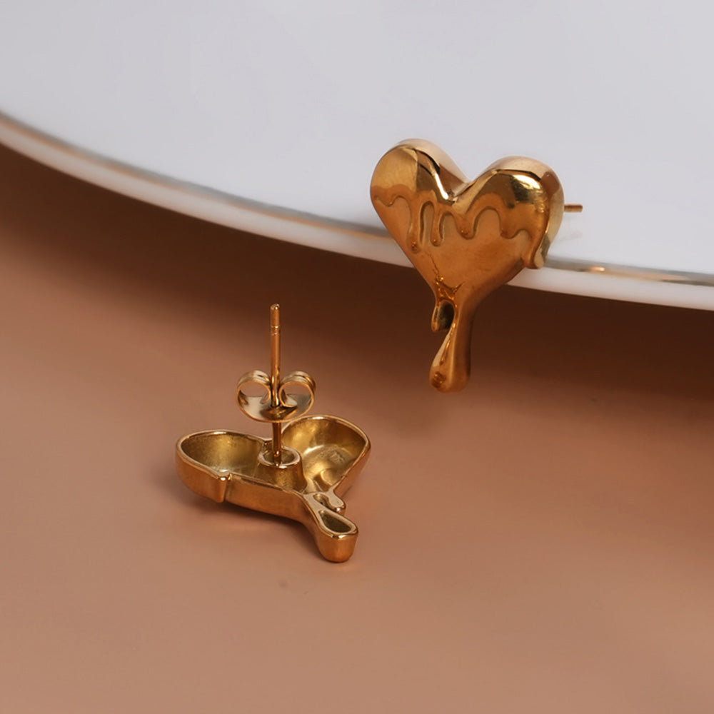 Dripping Heart Stud Earrings