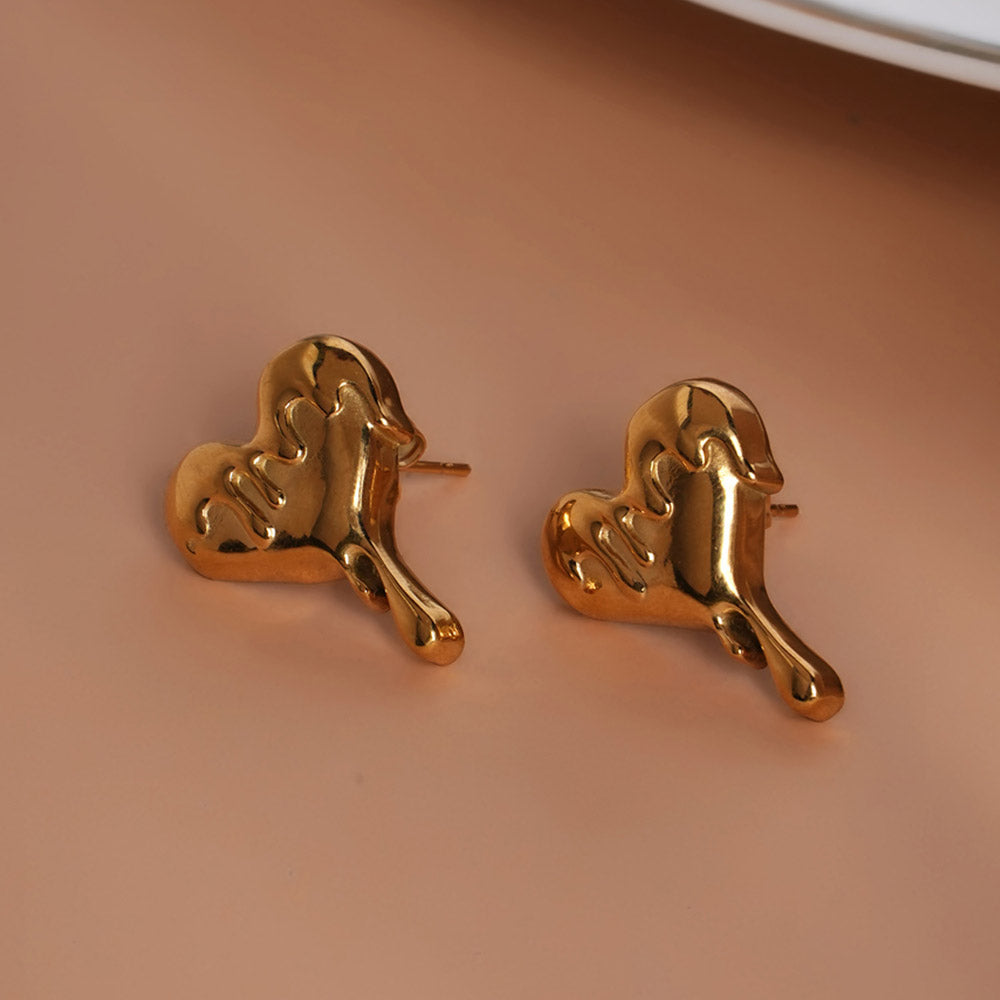 Dripping Heart Stud Earrings