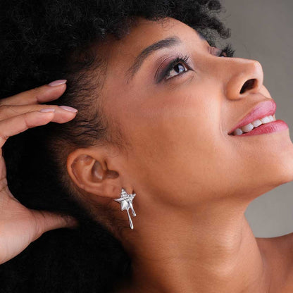 Silver Dripping Star Drop Earring