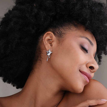 Silver Dripping Star Drop Earring