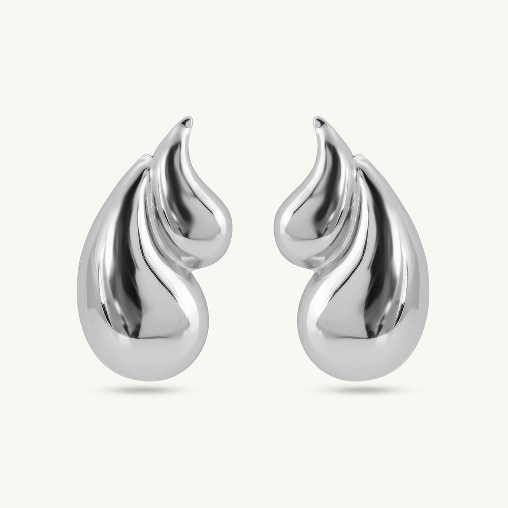 Chic Teardrop Silver Stud Earrings