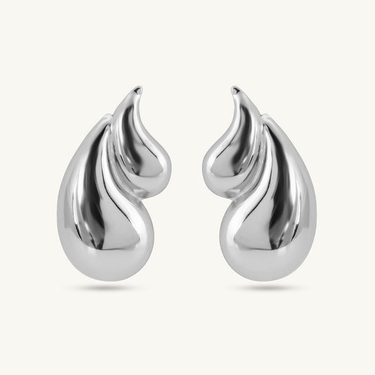 Chic Teardrop Silver Stud Earrings