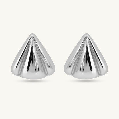 Silver Triangle Stud Earrings