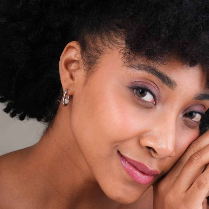 Silver U Pearl Hoop Earrings
