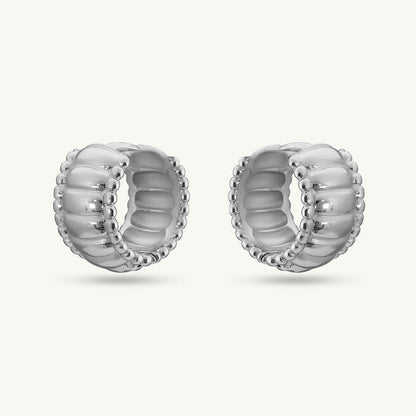 Chunky Hollow Silver  Hoop Earrings