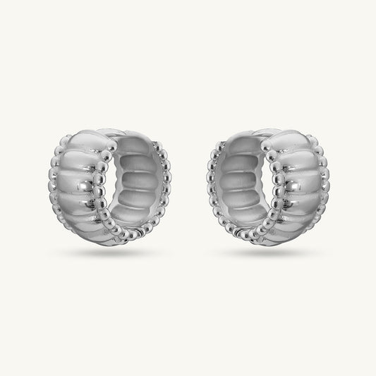 Chunky Hollow Silver  Hoop Earrings