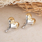 Bi-Metal Dripping Heart Stud Earrings