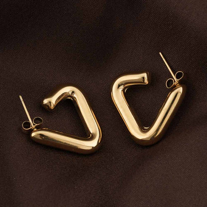 Gold D-Shape Earrings