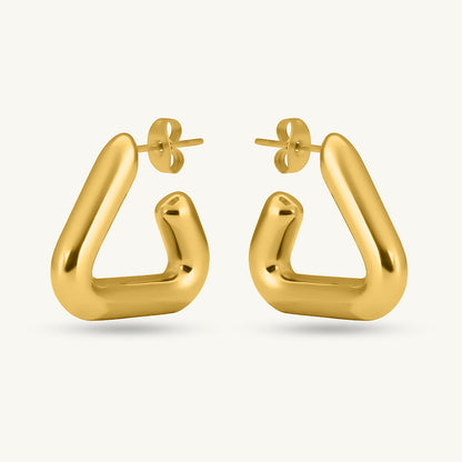 Gold D-Shape Earrings