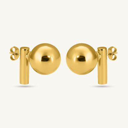 Gold Ball and Bar Earrings