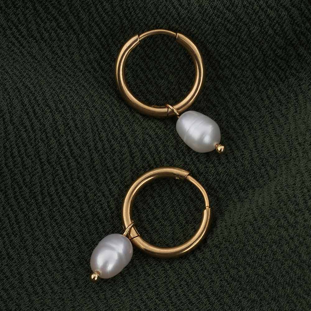 Celestial Pearl Hoop Earrings