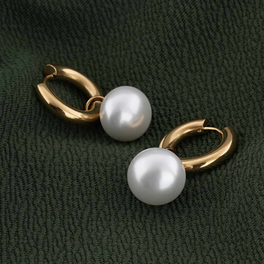 Bold Pearl Hoop Earrings