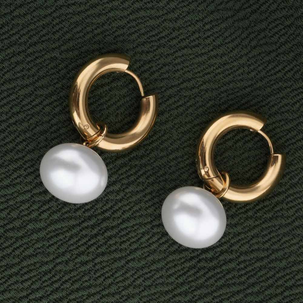 Bold Pearl Hoop Earrings