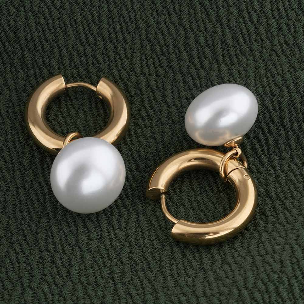 Bold Pearl Hoop Earrings