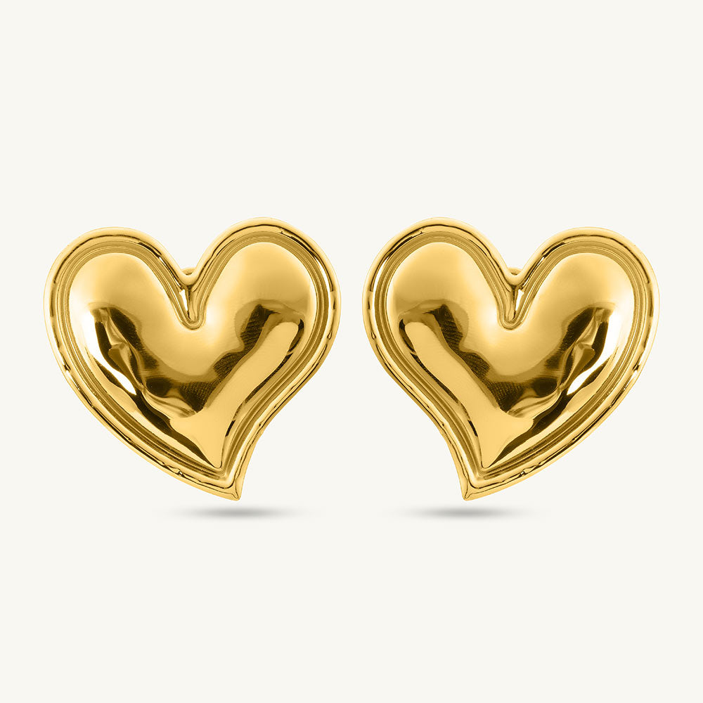 Gold Heart Stud Earrings