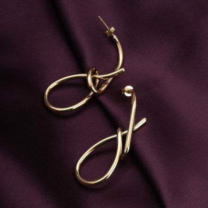 Intertwined Gold Drop Earrings
