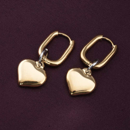 Puffed Heart Hoop Earrings