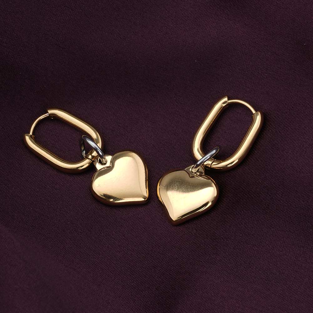 Puffed Heart Hoop Earrings