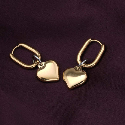 Puffed Heart Hoop Earrings
