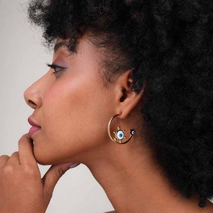Gold Evil Eye Hoop Earrings